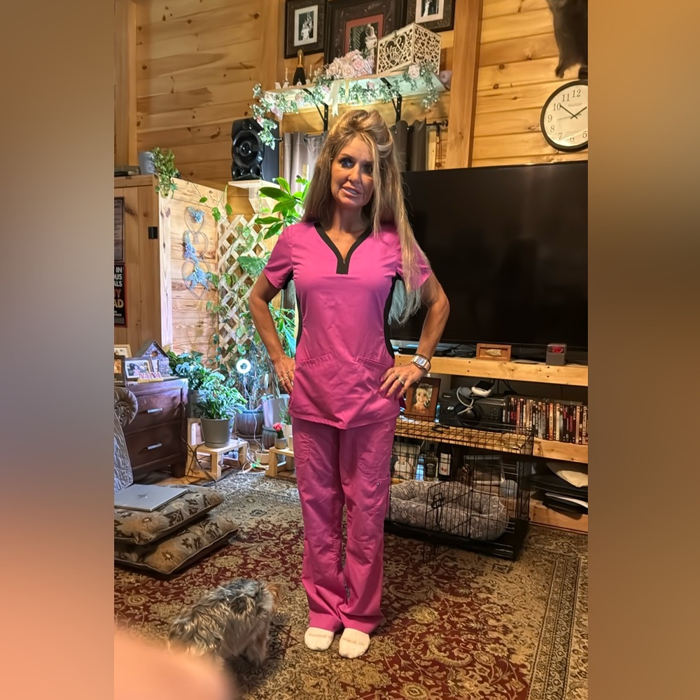 Healing Hands Pink and Black Medical Scrub Set